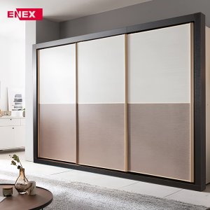 에넥스 투톤 슬라이딩 장롱 2400mm, 3도어, 카멜베이지