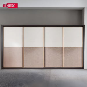 에넥스 투톤 슬라이딩 장롱 3150mm, 4도어, 카멜베이지
