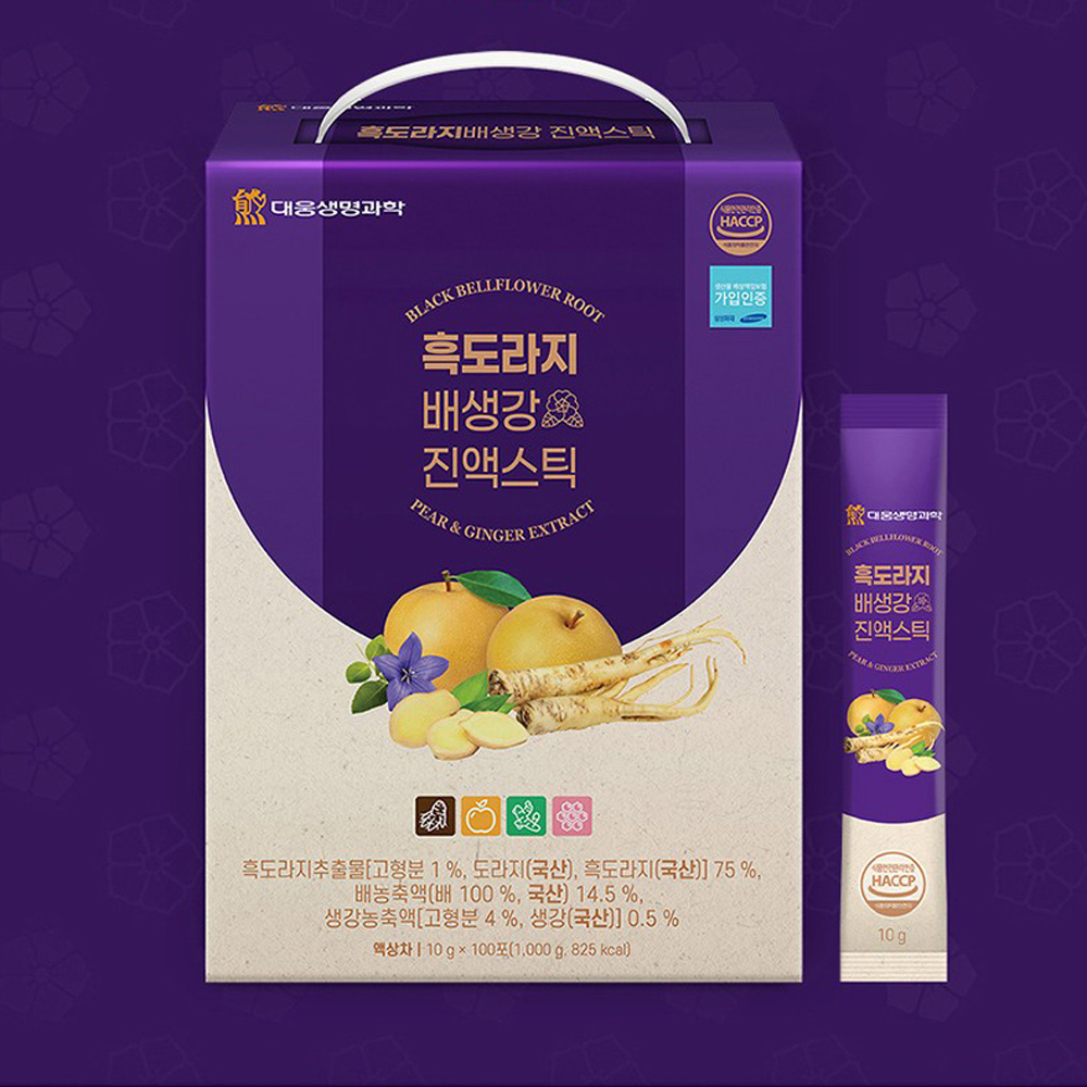 <b>대웅제약</b> 흑도라지 배생강 진액스틱 100포 국내산 흙도라지 효능 조청