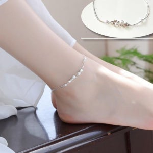 T0415 은색 별우주 두줄 발찌 스타볼 발찌 패션 생일