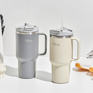 클리나 대용량 텀블러 보온보냉 빨대 텀블러 900ml, 챠콜