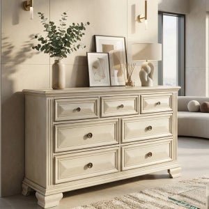 미라지가구 C8448A-DD 화이트 원목 3단 와이드 서랍장