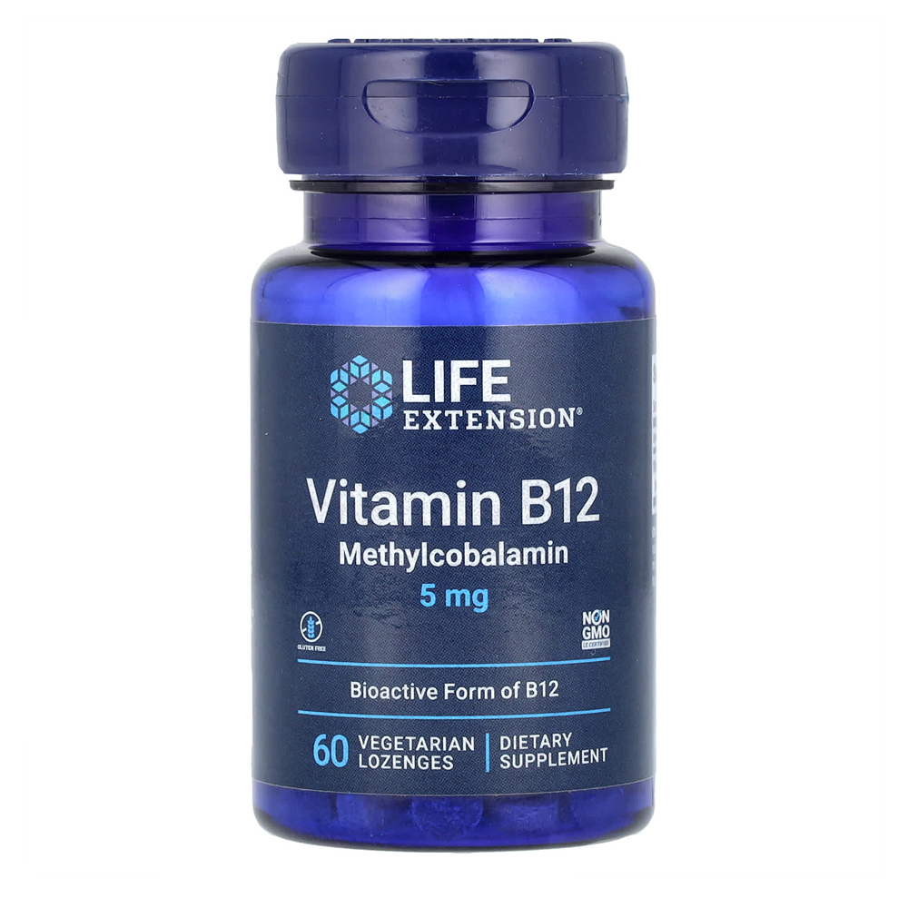 라이프익스텐션 B12 <b>메틸코발라민5mg</b> 채식주의 사탕정제 60개