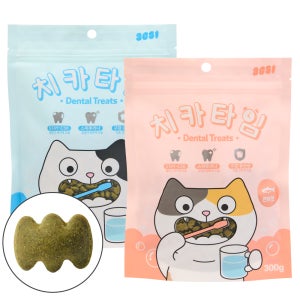 3651 치카타임 고양이 이빨과자 덴탈트릿 닭고기+연어, 300g, 2개