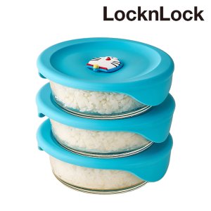 락앤락 도라에몽 냉동 밥 보관용기 바로한끼 락앤락 유리용기 355ml 3P