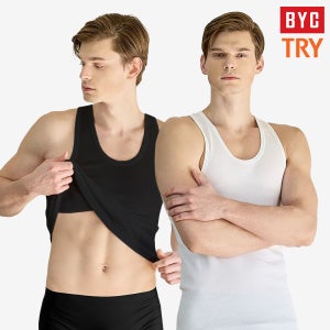 트라이 남자 무지 코튼 민소매 런닝 셔츠 나시 3매