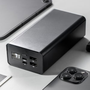 슬림 듀얼 고속충전 LED 잔량표시 대용량 보조배터리 30000mAh, 블랙