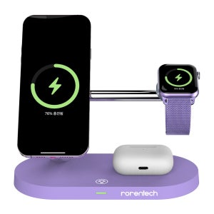 고속 무선충전기 맥세이프 아이폰 애플워치 에어팟 호환 퍼플