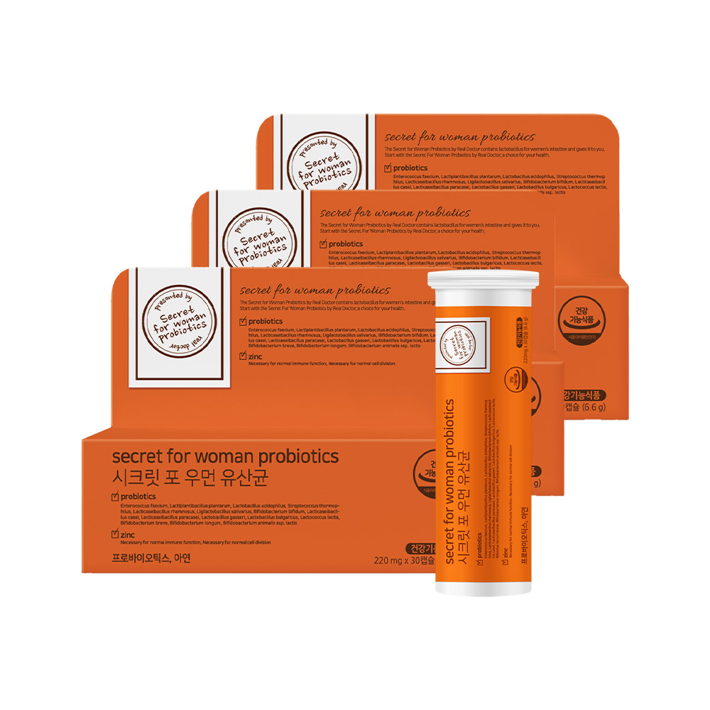 시크릿포우먼 여성유산균 질건강 VL8 질유래유산균 <b>리얼닥터</b> 30억 보장 30캡슐, 3개