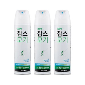 기름기 없는 100%수성 모기약 잡스 제로수성 에어로솔 스프레이 500ml, 3개