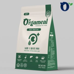 올가밀 수제사료 눈물자국 오리소간1kg+샘플30g+라텍스장난감