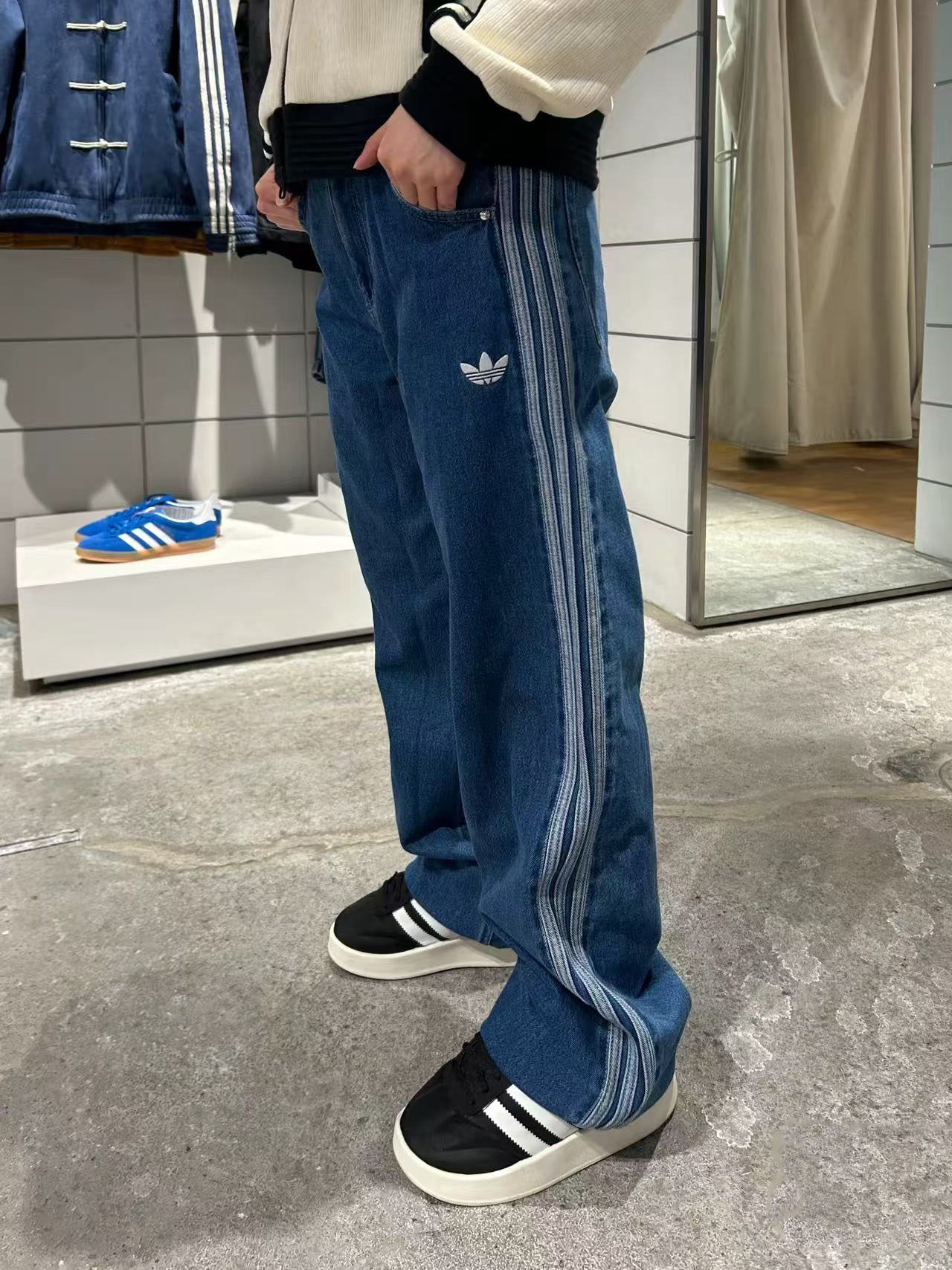 아디다스 파이어버드 와이드 데님 팬츠 청바지 진청 JC6234