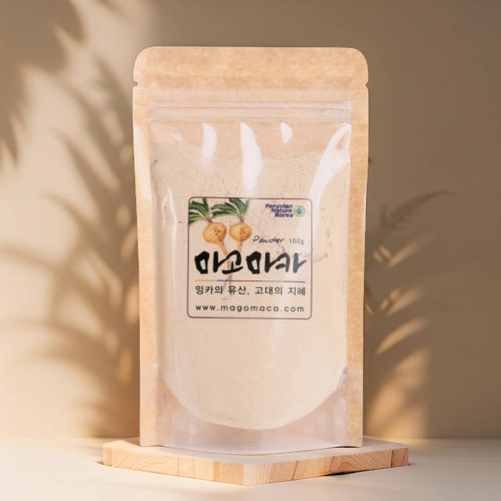 <b>마고마카</b> 파우더 100g 파우치 페루산 마카 분말 100% 가루