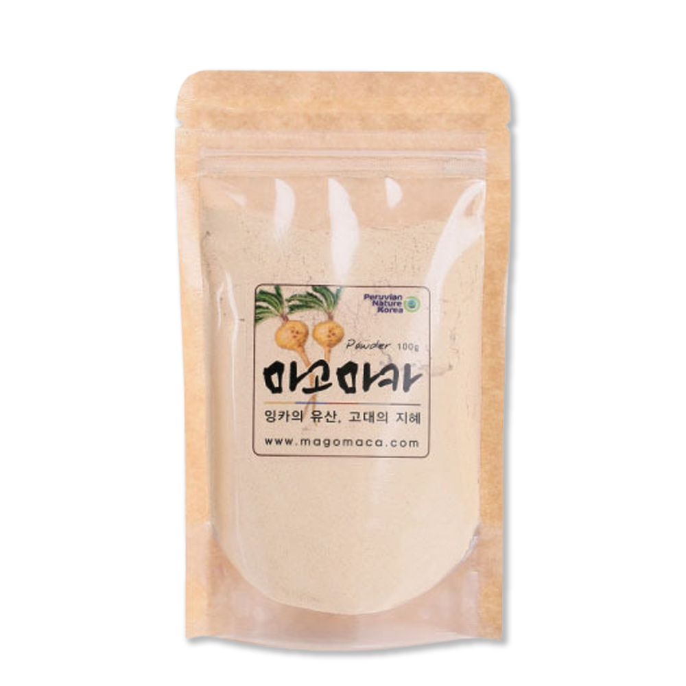 <b>마고마카</b> 파우더 100g 파우치 페루산 마카 분말 100% 가루