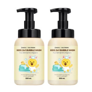 베비언스 카카오 키즈 2in1 헤어바디 버블워시 무지 500ml (2개)