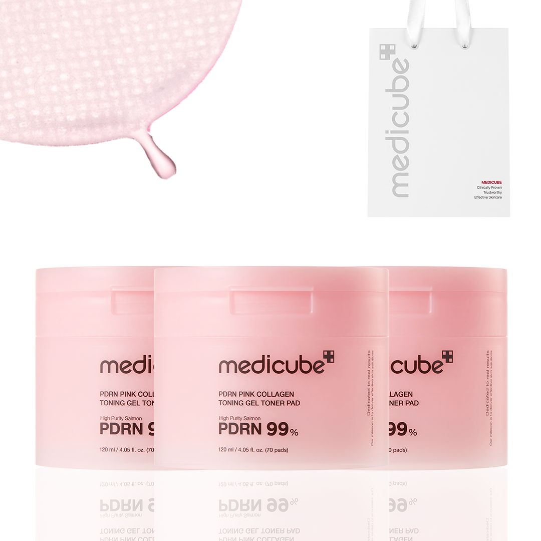 [1+1+1] PDRN 콜라겐 미백토닝 겔 토너패드 팩 70매 X 3개 보습 광채 색소침착