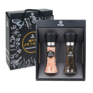 쉐프의 2색 스타일링 고급케이스그라인더 2종 (히말라야핑크소금 200ml+통후추200ml )1세트