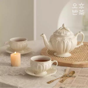 프렌치 크림 애프터눈 도자기 다기세트 티타임세트 홍차 주전자 900ml