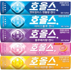 호올스 캔디 5종 세트 멘토립터스 허니 레몬 아이스 블루 블루베리 자몽