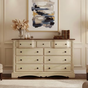 미라지가구 B2806 원목 4단 와이드 아이보리 서랍장