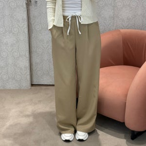 무지 배색 라인 와이드 일자핏 슬랙스