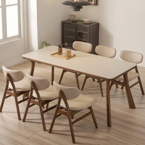 앤틀러스 6인용 원목 포세린 세라믹 식탁세트 식탁+의자6, 2000mm, 월넛