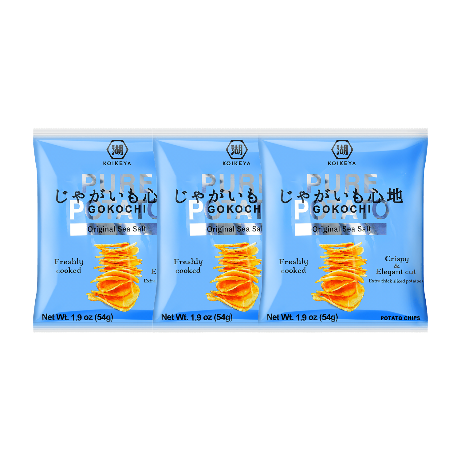 코이케야 고코치 오리지널 감자칩 카라무쵸 감자 스낵 54g, 3개