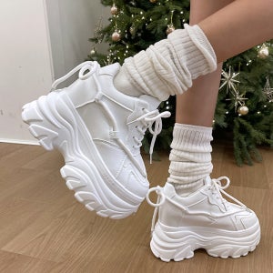 여성 키높이 통굽 앵클부츠 이중소가죽 14cm