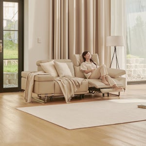 라로퍼니처 모먼트 천연 면피 가죽 3인 원터치 전동 리클라이너 소파 3인용 쇼파