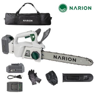 나리온 42V 무선 전기톱 풀세트 35cm 충전 체인 전동톱 FNJ-140R