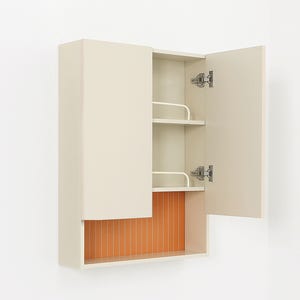 수건장 욕실 화장실 상부장 수납장 벨라 모노 2도어장 베이지 오렌지