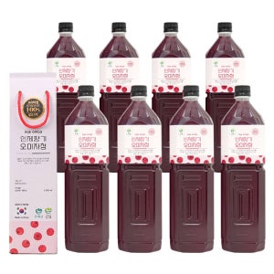 인제향기 생 오미자청 100% 원액 발효진액 액기스 엑기스 1.5L 8병 선물용 대용량 업소 카페용 농장직송 수제 전통방식 물 한방울 넣지않은 자연숙성