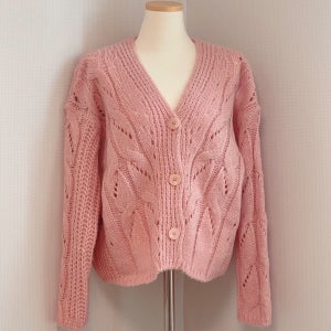 꽈배기 트임 니트 가디건