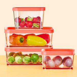 로이첸 플로락 밀폐 혼합 4조 세트 차곡 냉장/냉동실 소분 전자렌지 냉동밥용기