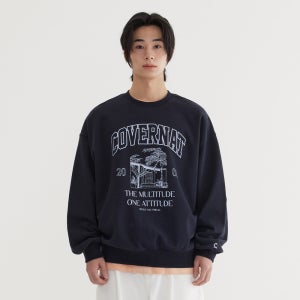 [커버낫]팜트리 그래픽 맨투맨 Dark Navy