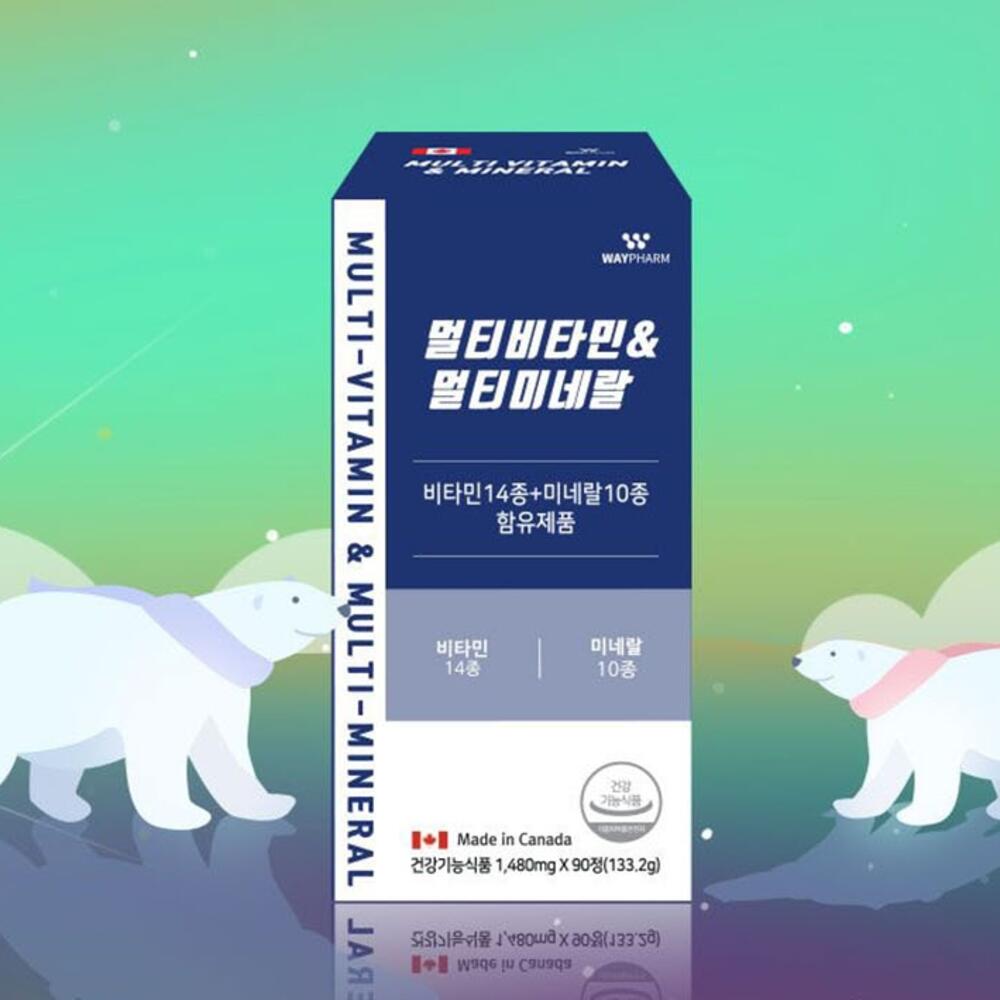 캐나다산 웨이팜 멀티비타민&amp;<b>미네랄</b> 1480mg 90정 3개월분