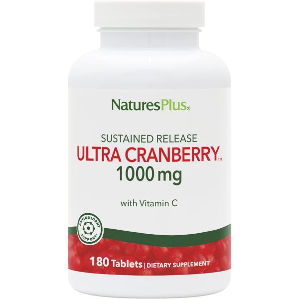 내추럴스 플러스 울트라 크랜베리 1000 지속 출시 1000mg 비타민 C가 함유된 내추럴 크랜베리 <b>요로</b> 180정 채식 정제 (90인분)