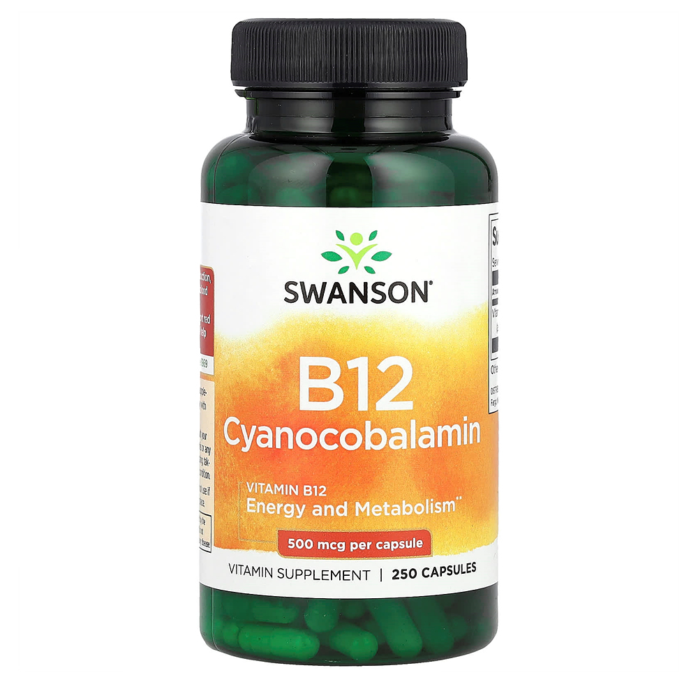 Swanson <b>비타민</b>B12(시아노코발라민) 500<b>mcg 캡슐</b> 250정