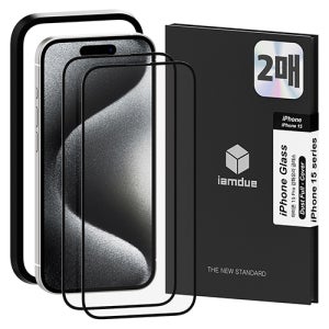 아이엠듀 풀커버 강화유리 액정보호필름 보호 필름 아이폰15 프로, 2매입