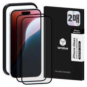 아이엠듀 풀커버 강화유리 액정보호필름 보호 필름 아이폰16 플러스, 2매입