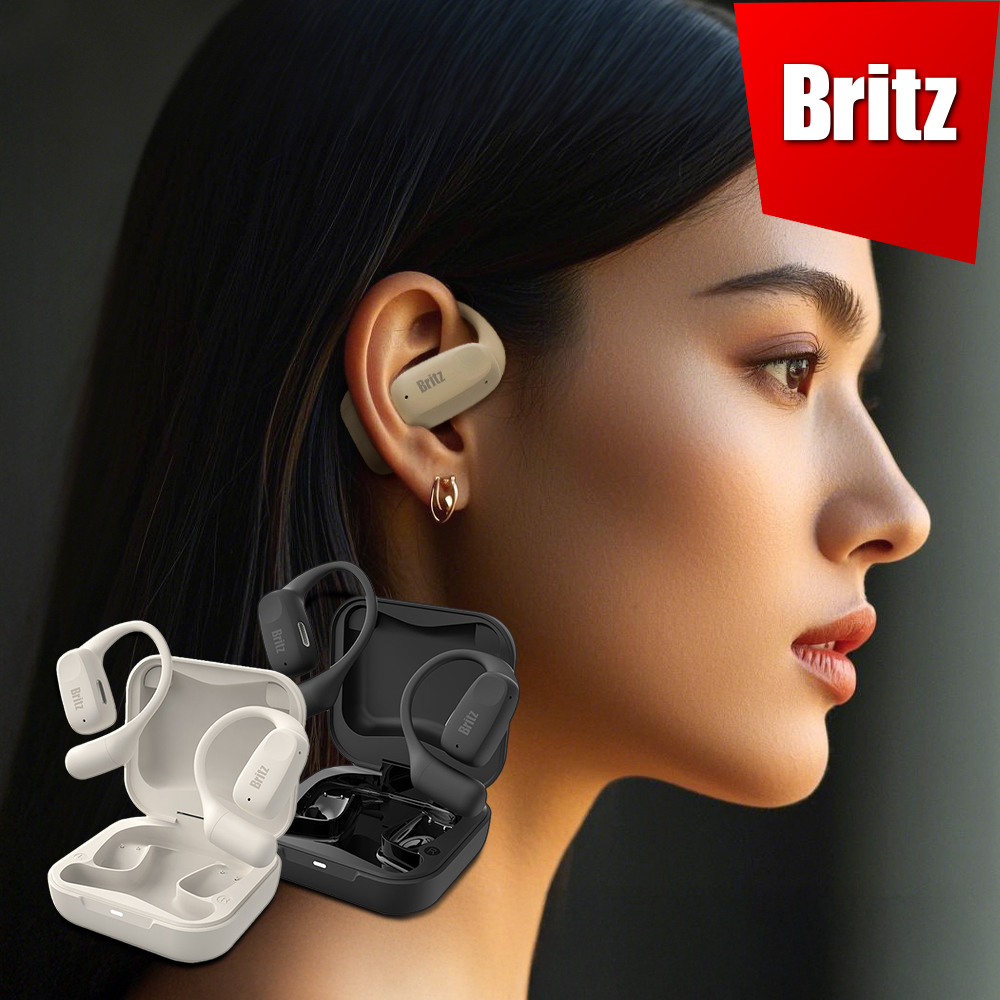 브리츠 오픈형 블루투스이어폰 귀찌 귀걸이형 운동 러닝 무선이어폰 노이즈캔슬링