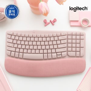 로지텍코리아 WAVE KEYS 인체공학 무선 블루투스 키보드 로즈핑크, 플런저