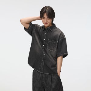 [공용] 스파오 데님 오버핏 반팔 셔츠 SPYJF24C01