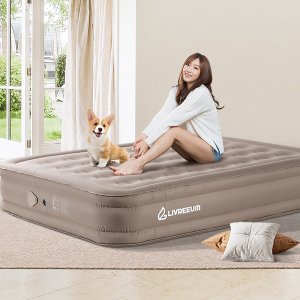 캠핑 에어매트 공기 에어침대 자충매트 휴대용매트리스 패브릭 더블, 40cm, 베이지