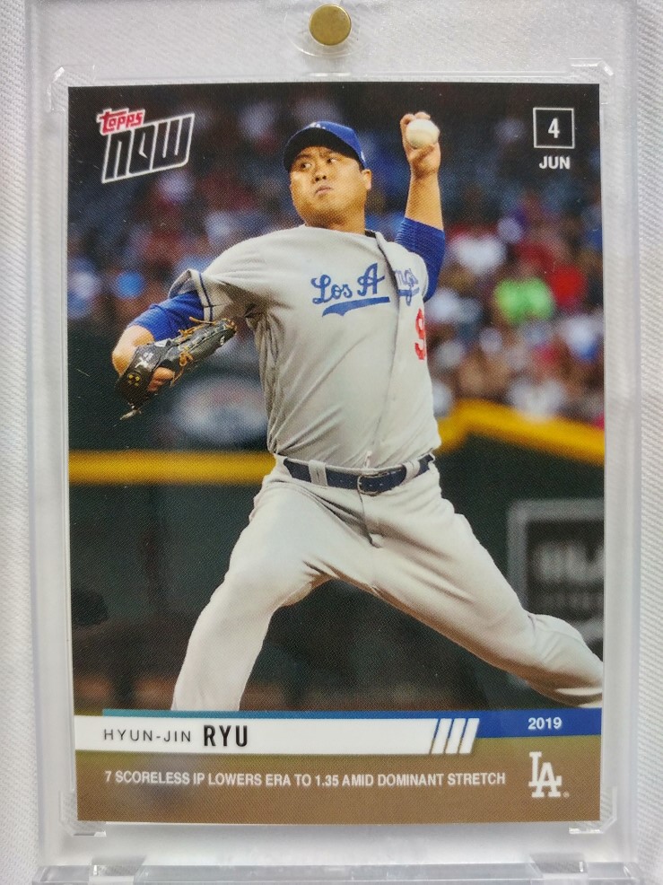 2019 TOPPS NOW 탑스 나우 #329 류현진 시즌 9승 기념 LA 다저스 MLB 야구 카드