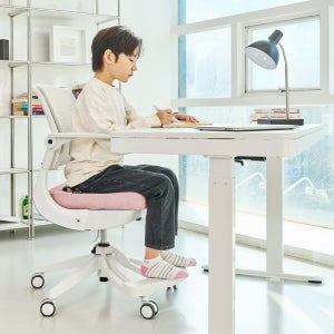 피치트렌디 헤이체어 어린이의자 초등학생 책상 의자 팔걸이 수납 화이트-핑크(회전 중심봉)