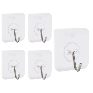 핫버튼 투명 접착 후크 접착식 붙이는 걸이 5p