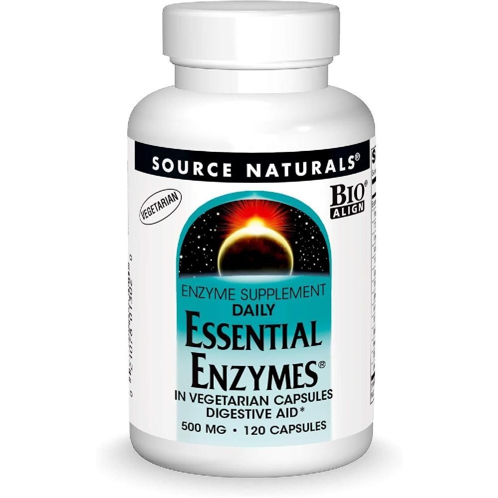 Source Naturals 에센셜 에너자임 500mg 포드맵 <b>복부팽만감</b> 120정