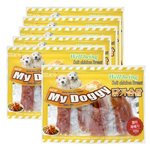 마이도기 강아지대용량간식 사사미 육포 건조간식 젤리꽈배기, 300g, 6개