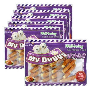 마이도기 강아지대용량간식 사사미 육포 건조간식 치킨연어포, 300g, 6개